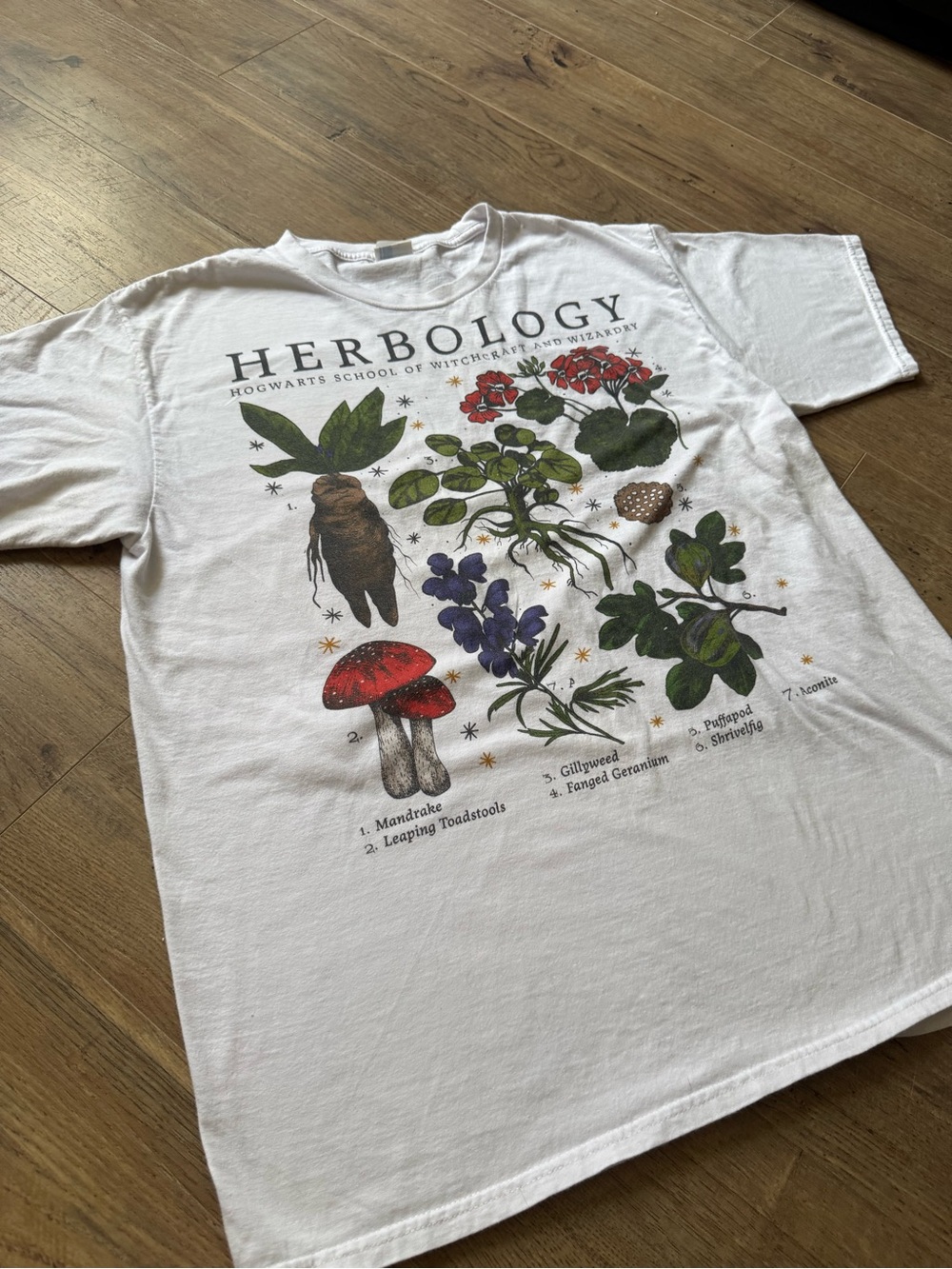 Harry Potter White Herbology Botanical Wizardry Graphic Tee